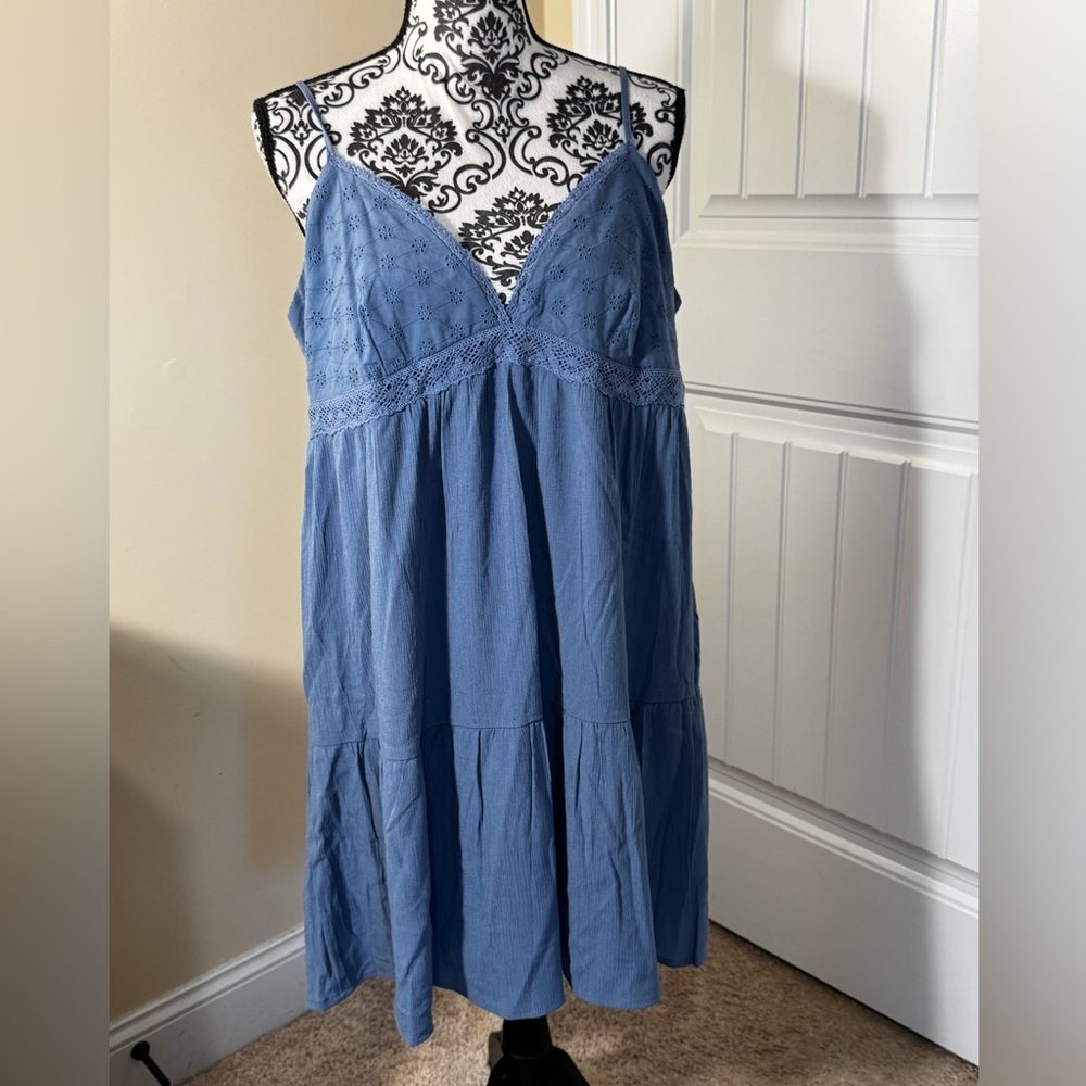 No Boundaries Blue Eyelet Dress NWT